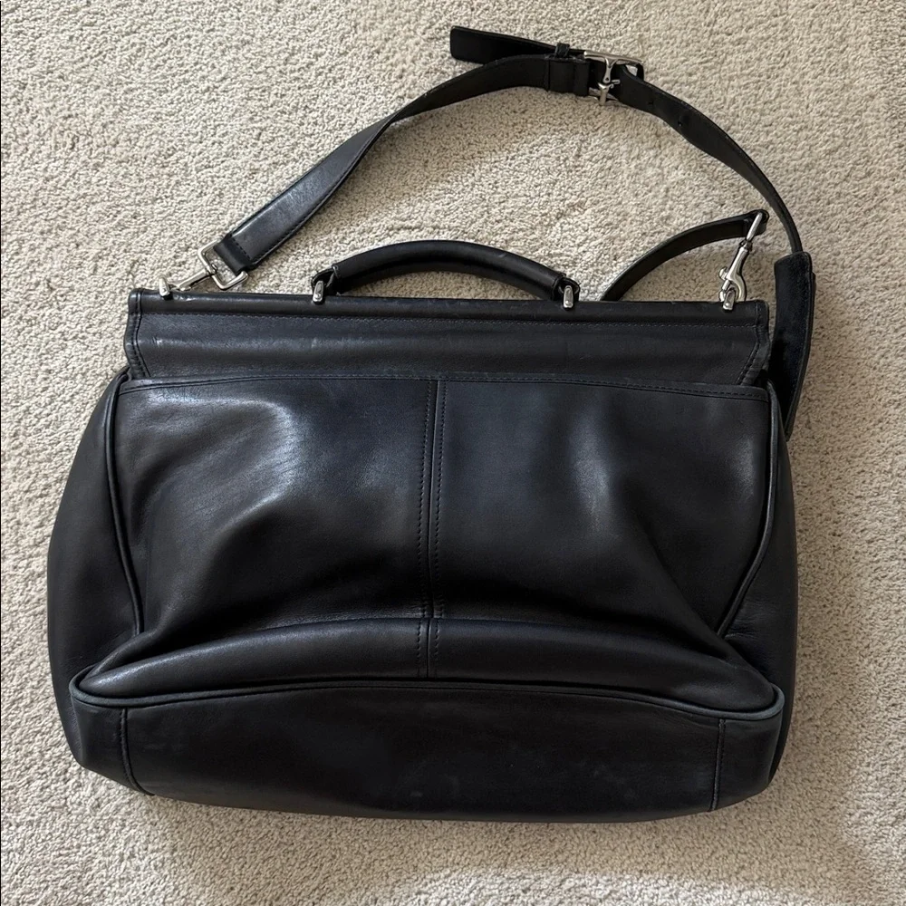 Coach Men's Black Leather Briefcase Messenger Bag